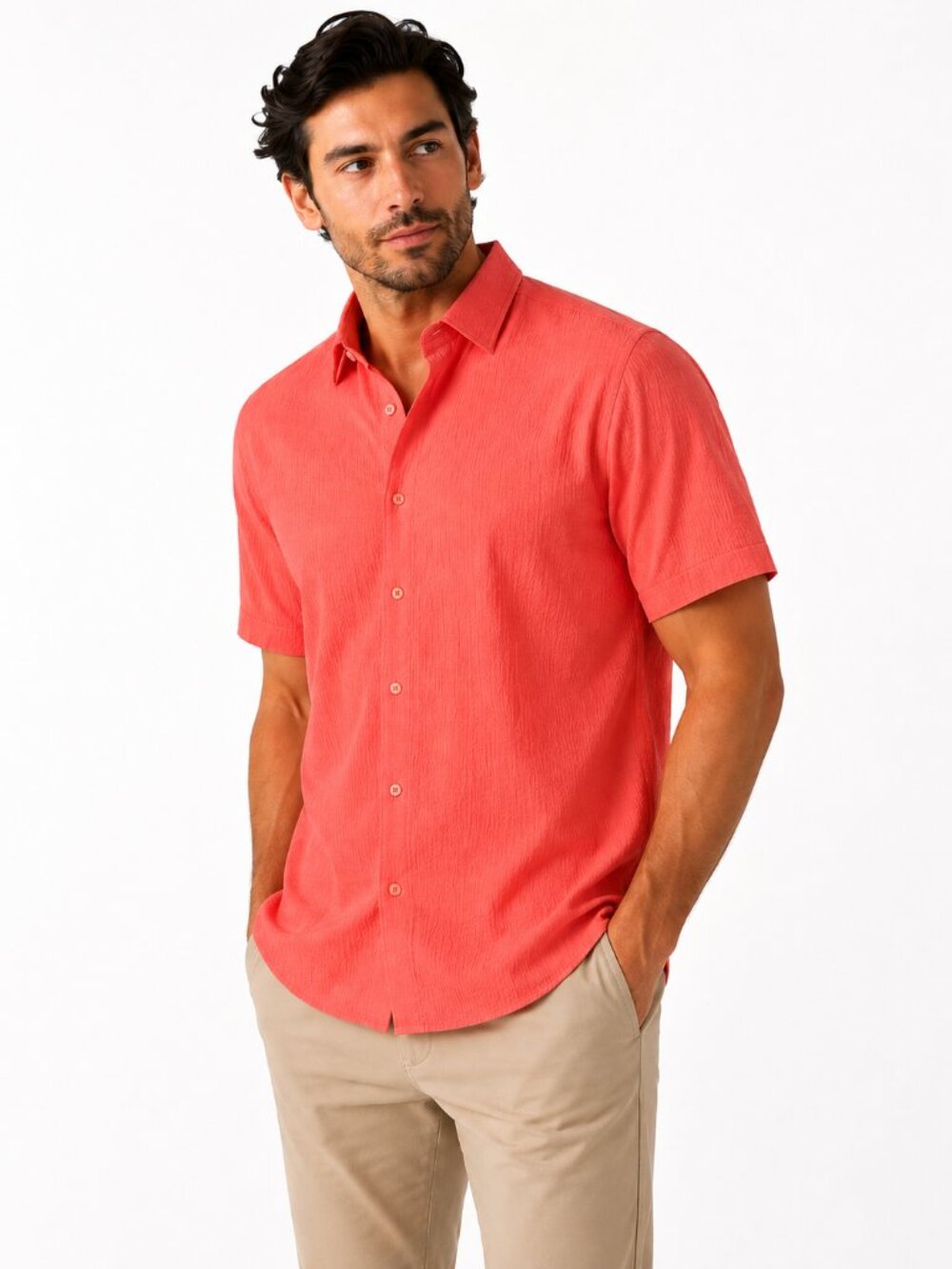 Robert Graham Thresher Men’s XL Coral Stretch Classic Fit Short Sleeve Shirt